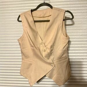 NWOT tan asymmetrical vest 6